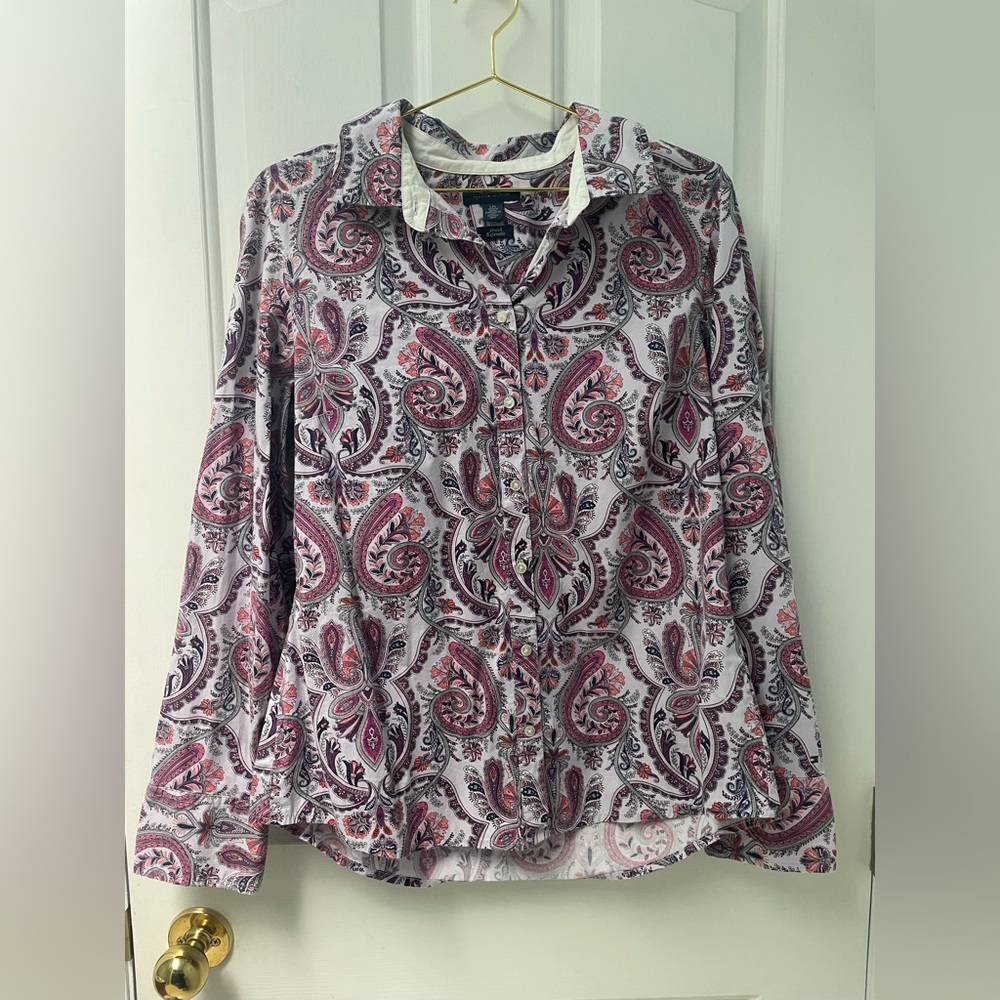 L Tommy Hilfiger Pink & Purple Paisley Button-Down Shirt Women’s
